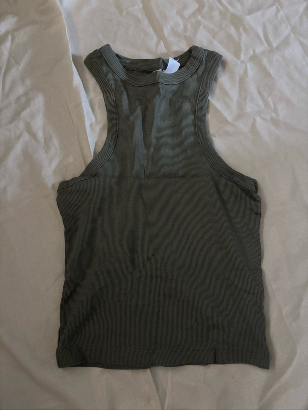 H&M Olive Green Ribbed Tank Top